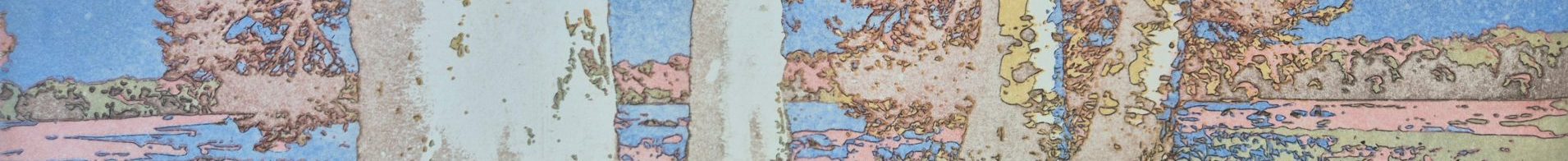 etching of scandinavia landscape